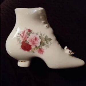 Vintage Ceramic Shoe with Floral Design